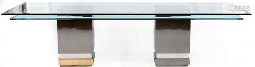 MODERN LAYERED GLASS TOP DINING TABLE