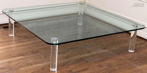 MODERN GLASS & LUCITE COFFEE TABLE