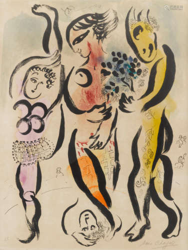 Les Trois Acrobates Marc Chagall(1887-1985)