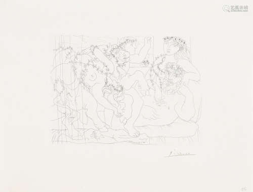 Le Repos du Sculpteur devant une Bacchanale au Taureau; from La Suite Vollard Pablo Picasso(1881-1973)