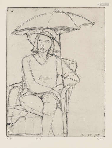 #14 (Phyllis on the patio), from 41 Etchings/Drypoints Richard Diebenkorn(1922-1993)