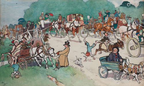 Bluemarket Races - On the Road Cecil Charles Windsor Aldin, RBA(British, 1870-1935)