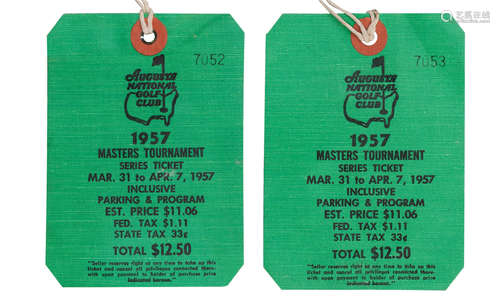 1957 MASTERS: A MATCHING PAIR OF ADMISSION TICKETS