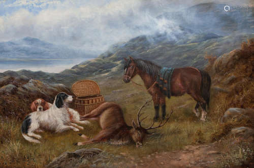 Gun dogs and pony with the day's catch Charles Morris(British, mid 20th Century)