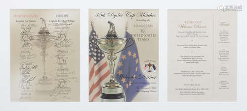 RYDER CUP 2004: A WELCOME DINNER MENU FRAMED AND GLAZED