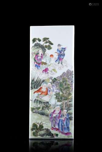 中國 二十世紀初 彩繪神仙圖瓷板