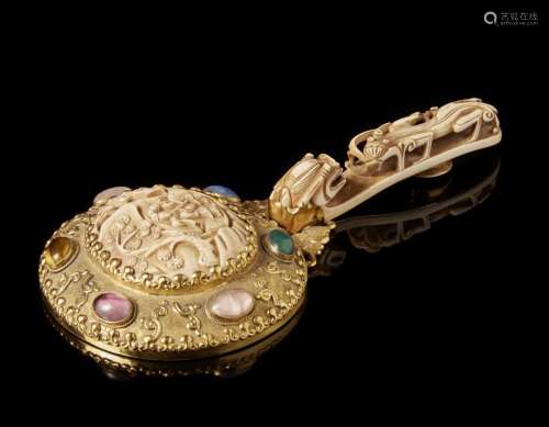 中國 十九世紀末/二十世紀初 象牙手柄鏡
