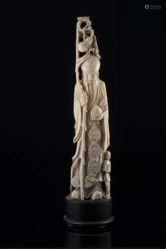 中國 十九世紀 象牙雕壽老