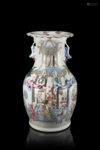 中國 二十世紀 彩繪僧人圖瓷瓶