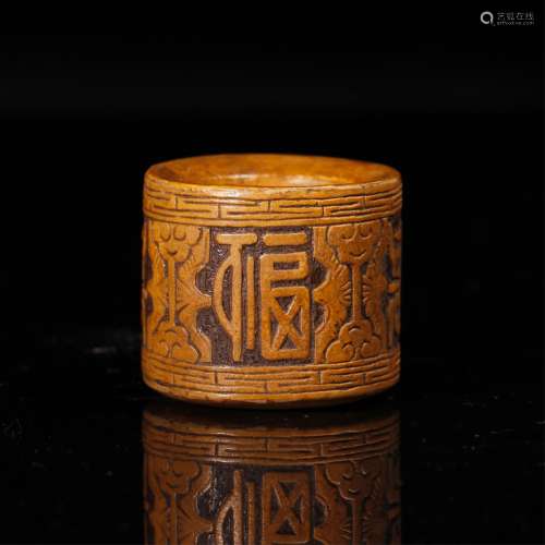 CHINESE THUMB RING CARVED FU SHOU