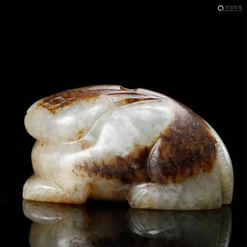 CHINESE JADE FIGURE OF RABBIT