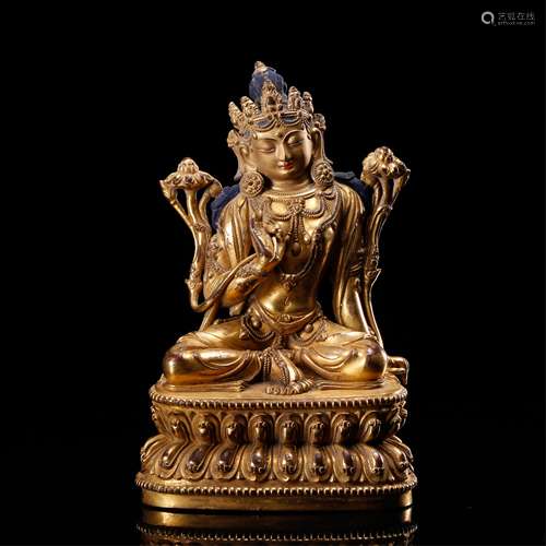 CHINESE GILT BRONZE SEATED TARA