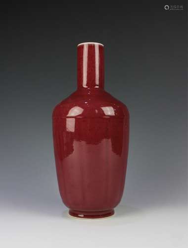 CHINESE OX BLOOD GLAZED PORCELAIN VASE