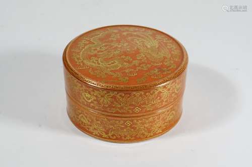 CHINESE TURQUOISE AND CORAL GLAZED COVER BOX