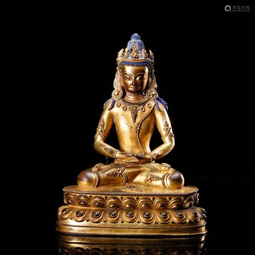 CHINESE GILT BRONZE SEATED BUDDHA