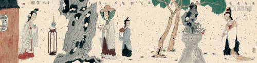 戊子（2008） 于水 深院春无限 纸本设色 托片