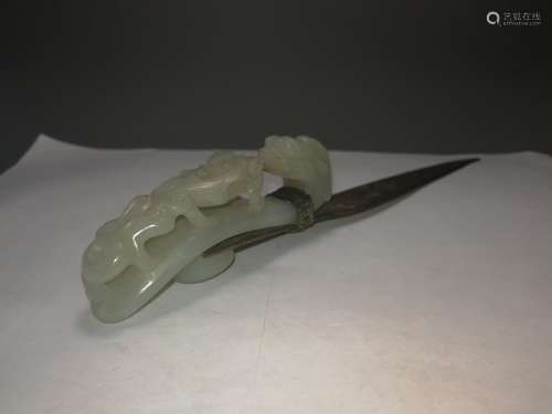 Late Qing Dy Export Jade Carving Dragon Paper Cutter