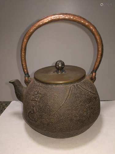 19th/20th Century Japanese Iron Teapot Artist Signed