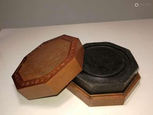 Qianlong Imperial Court ChengNi Inkstone & Bamboo Box