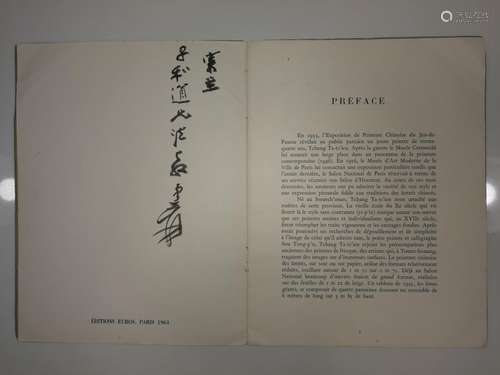 Zhang Daqian Signed French Painting Exhibition Catalog 1961