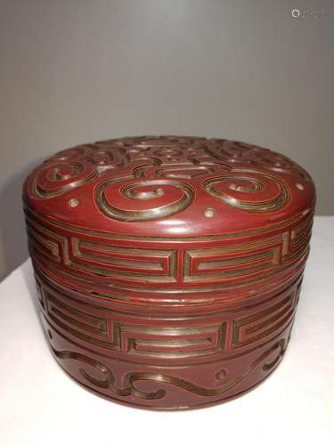 Ming Dy Chinese Carved Red Lacquer Circular Box