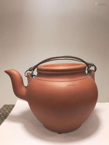 19th Century Yixing Zisha Lifting Pot Zhen Xiang Mark