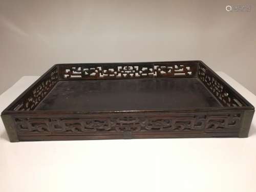 Chinese Wood Carving Scholar Tray Circa 17th Century