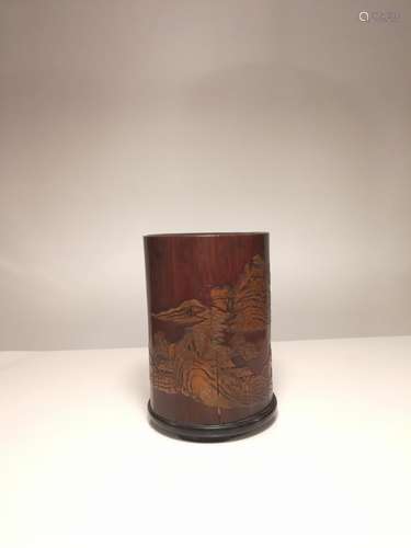 17th C. Chinese Bamboo Brushpot Artist Signed