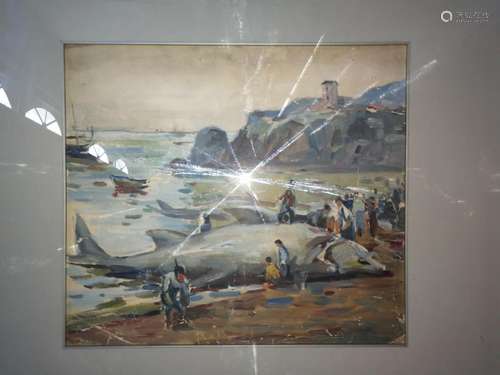 Mid-20th Century Chinese Oil Painting Signed SI BAI