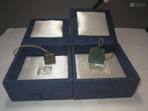 Two Chinese Silver/Glass Seals Possible Song Dy