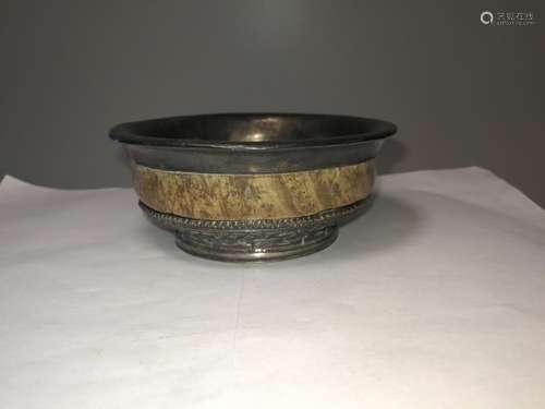 Qing Dynasty Tibet Temple Used Silver Bowl