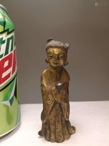 Ming Dynasty Chinese Gilt Bronze Standing Boy