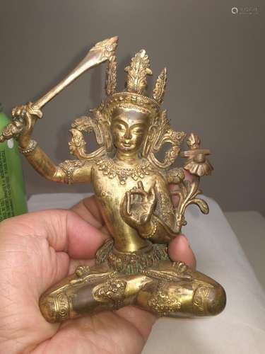 Nepal/Tibetan Antique Gilt Bronze Buddha