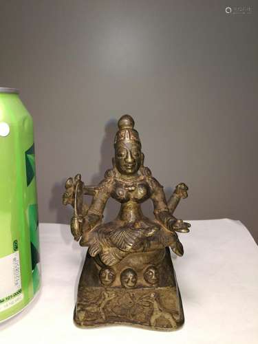 Rare Antique Indian Bronze Sitting Buddha