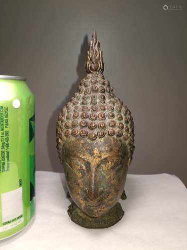 16th Century Thailand Gilt Bronze Buddha Head