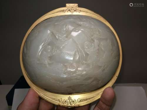Qing Dy Xinjiang Hetian White Jade Carving Ruyi Head