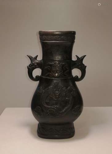 Song-Ming Dynasty Chinese Bronze Double Ears Vase