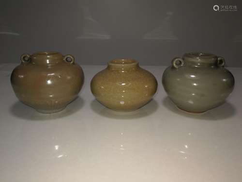 Three Pieces Yuan/Ming Dynasty LongQuan Pots