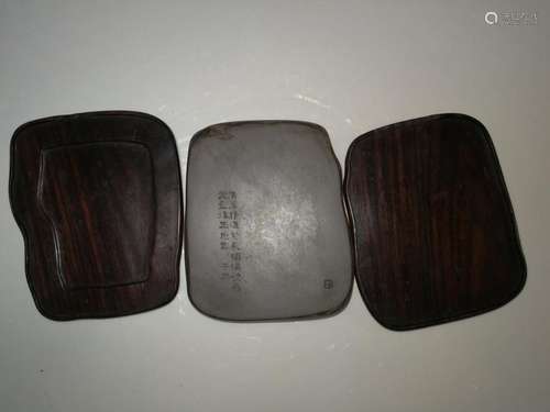 Qing Dy Chinese Inkstone With Inscription & Ziruo Mark