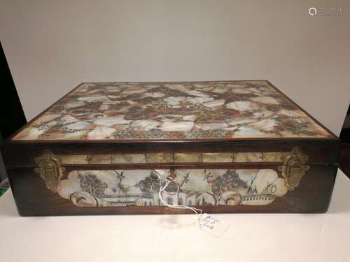 Qing Dy Chinese Wood Box Inlaid Mother-of-pearl