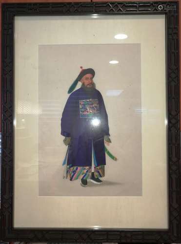 Qing Dy Chinese Watercolor Western Figure Painting