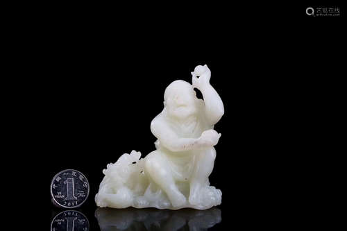 A CHUAN HUI HETIAN WHITE JADE HANDPIECE