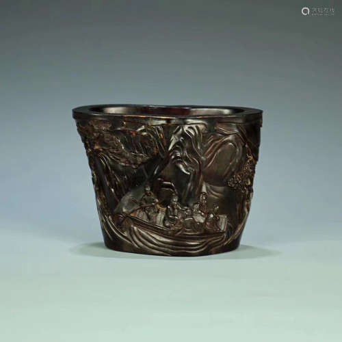 A MING GUO RED SANDALWOOD BRUSH POT