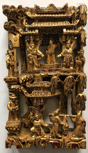 A FU JIAN GOLD LACQUER WOOD CARVING