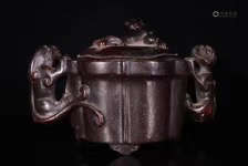 A RED SANDALWOOD CUP LATE QING DYNASTY