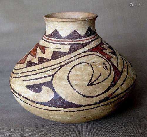 A INDIAN COLOURED POTTERY JAR