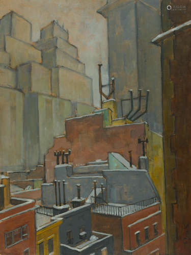 Rooftops, New York 24 x 18in Ernest Fiene(1894-1965)