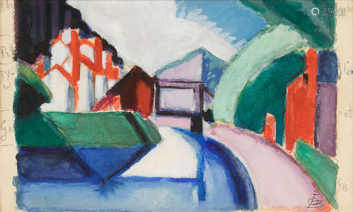 Canal, Garret Mountain, Paterson, New Jersey 3 5/8 x 5 3/8in Oscar Bluemner(1867-1938)