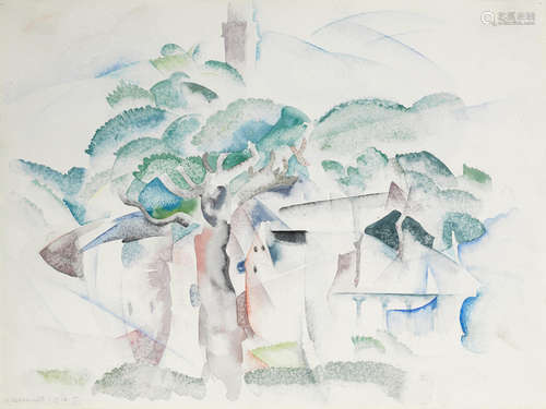 Trees and Houses (Provincetown) 10 x 13 1/2in Charles Demuth(1883-1935)