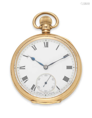 Birmingham Hallmark for 1924  Zenith. An 18K gold keyless wind open face pocket watch